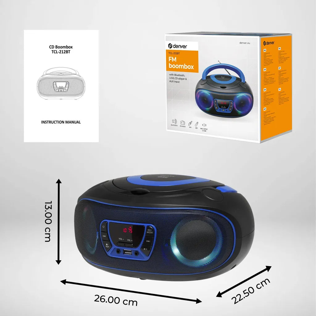 DENVER TCL-212BT Tragbarer CD-Player mit Bluetooth