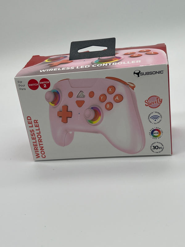 Subsonic Bluetooth-Controller für Switch 2 / Switch – LED, Vibration & Gyro, Rosa
