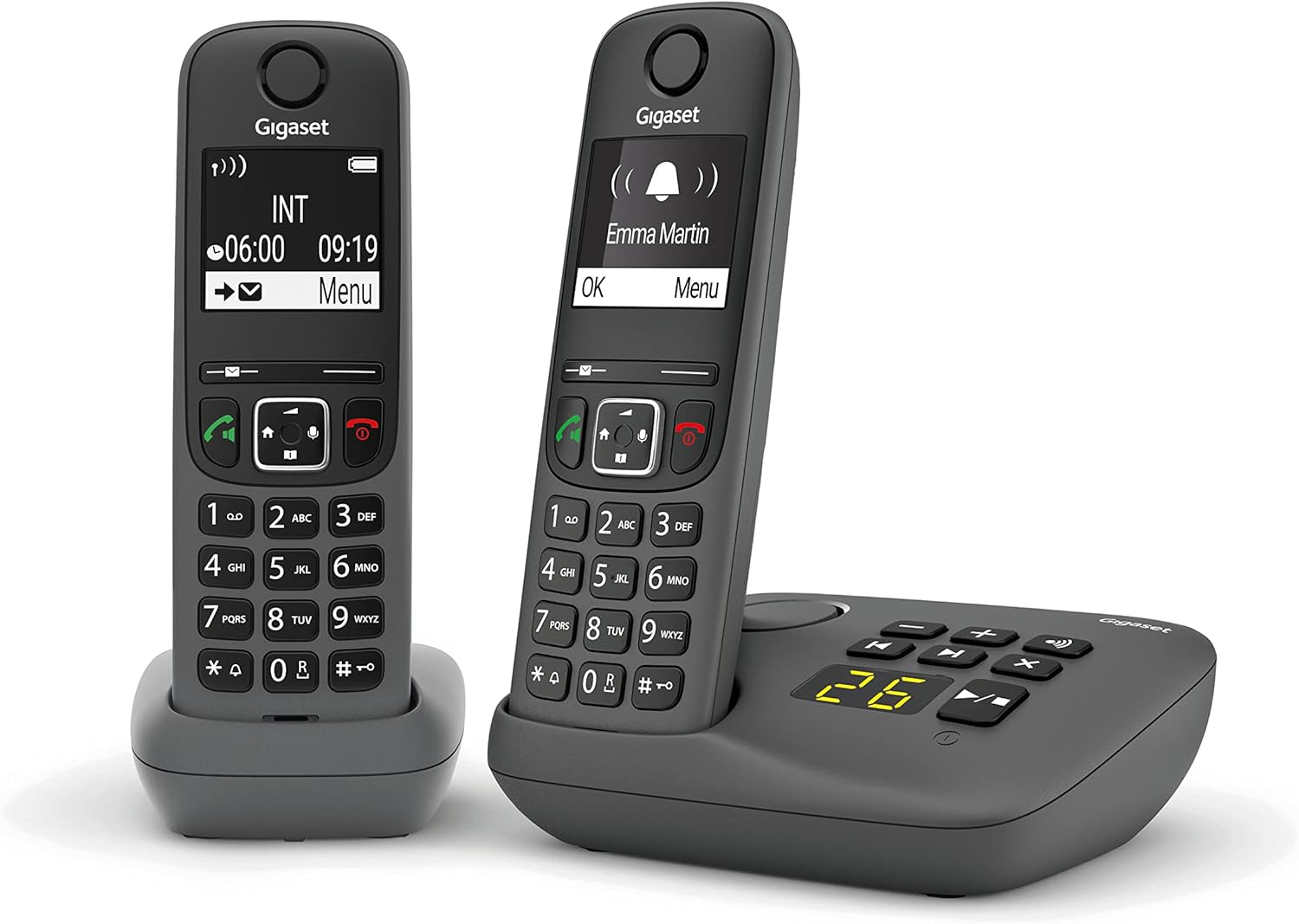 Gigaset A695A Duo – Schnurloses Telefon mit AB, 2 Mobilteile, Grau