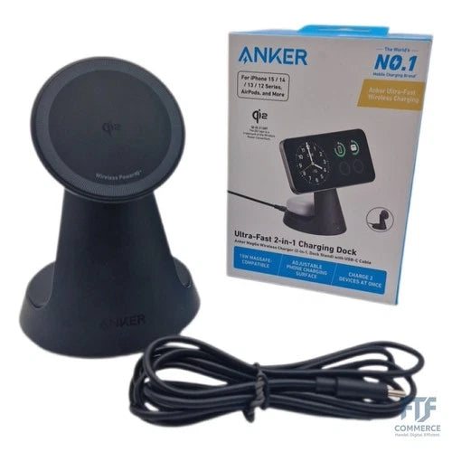 Anker MagGo MagSafe-kompatibles 2-in-1 Ladegerät – Qi2 15W Schnellladegerät Ständer